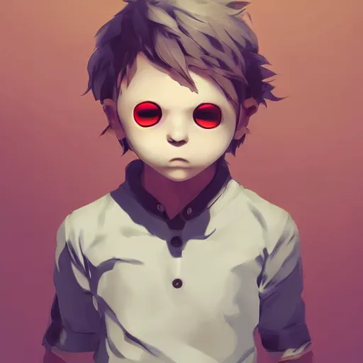 Prompt: cute little boy anime character inspired by jason voorhees art by rossdraws, wlop, ilya kuvshinov, artgem lau, sakimichan and makoto shinkai, anatomically correct, extremely coherent, highly detailed, focus shaped, slasher movies, smooth, red lighting, very realistic h 5 7 6