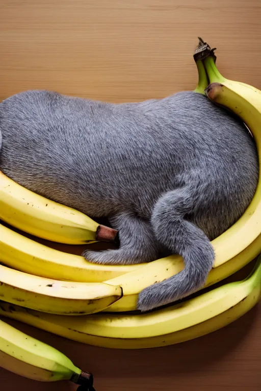 Image similar to banana sleeping in a bed