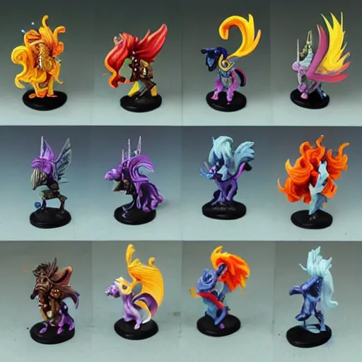 Prompt: mlp sunset shimmer epic magic glowing painted miniatures for dungeons & dragons