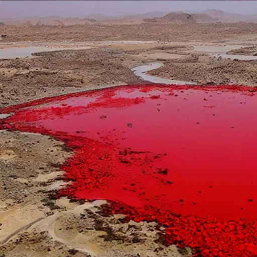 Prompt: photo of the river of blood, yemen