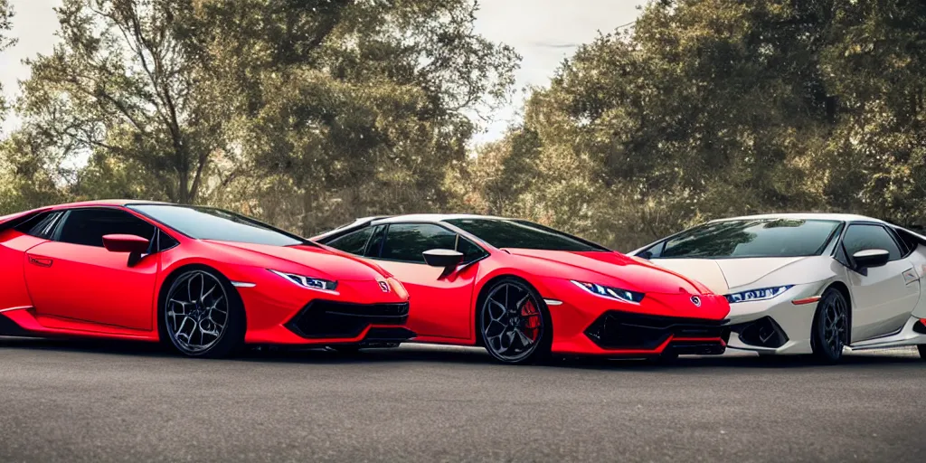 Image similar to a honda civic in the shape of lamborghini huracan car, car photography, car design