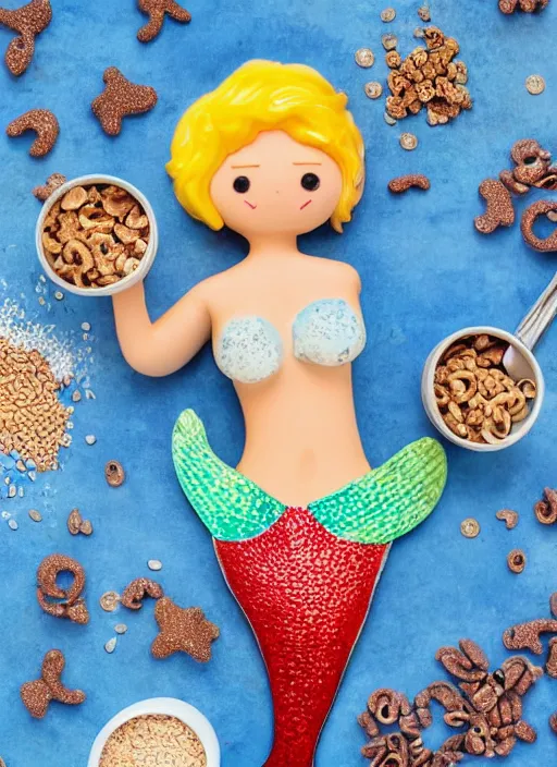 Image similar to mermaid in bol full of cereal and milk