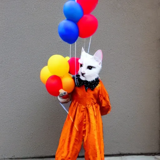 Prompt: cat dressed as clown