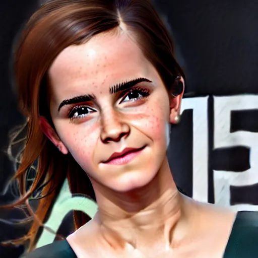 Image similar to Full-figure still of a Emma Watson/Kim Kardashian hybrid