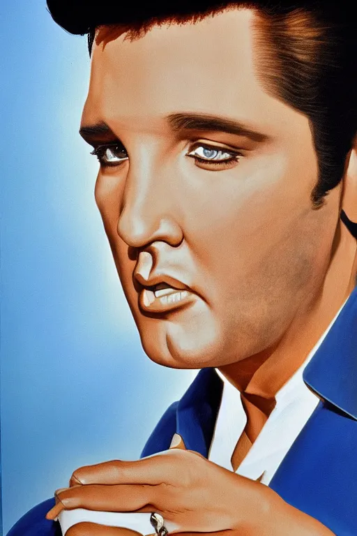 Image similar to film still of elvis presley on seinfeld, seinfeld, oil on canvas, intricate, portrait, 8 k highly professionally detailed, hdr, cgsociety