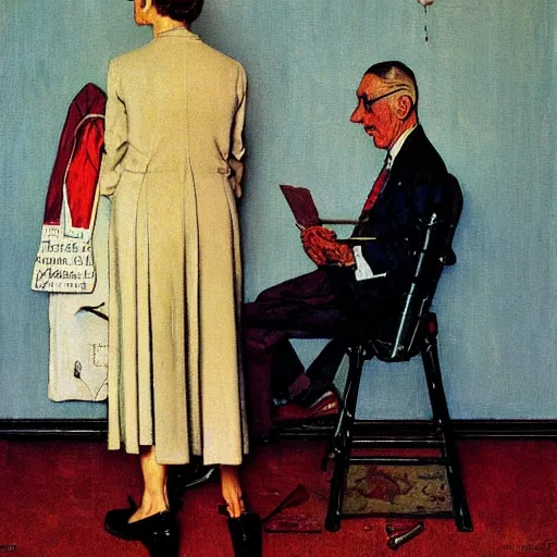 Prompt: The Queen of the Lawyers. A painting by Norman Rockwell.