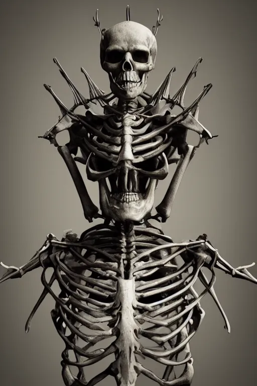 Image similar to skeletal king，victorian art，cinematic，3D，clear，extremely detailed, trending on artstation，physically based render