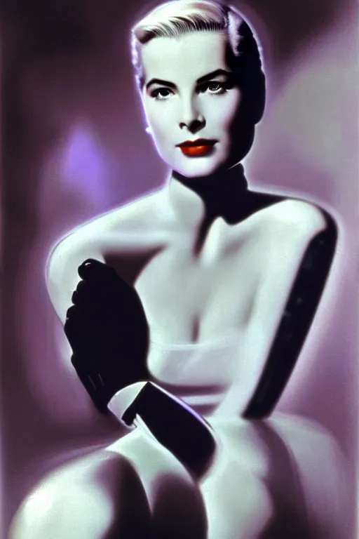 Prompt: beautiful evil cyborg grace kelly by steichen from the future. anatomically correct surreal body mods. extremely lush detail. masterpiece. melancholic scene infected by night. perfect composition and lighting. sharp focus. high contrast lush surrealistic photorealism. sultry expression on her face.