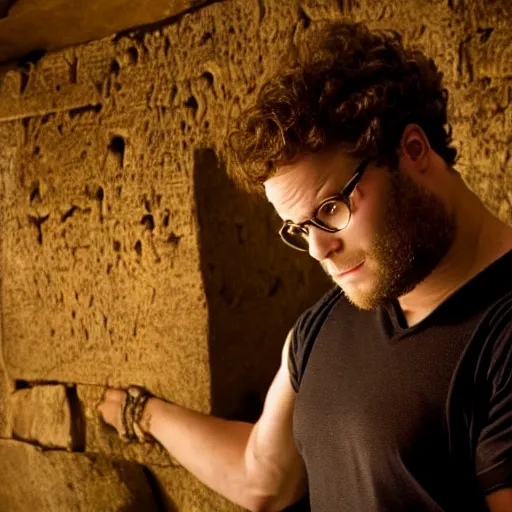 Image similar to stunning awe inspiring seth rogen as the ancient egyptian god set, movie still 8 k hdr atmospheric lighting