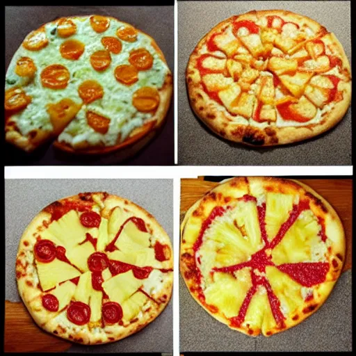 Image similar to a pizza made entirely of pineapple, photorealistic,
