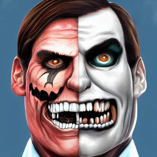 Image similar to a realistic digital painting portrait of bolsonaro as a zombie clown by artgerm