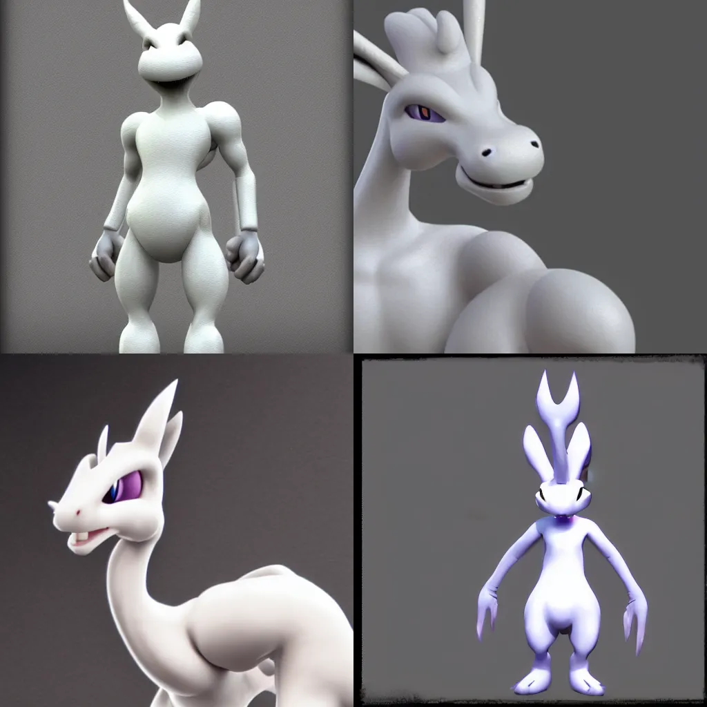 Prompt: A Realistic looking Mewtwo