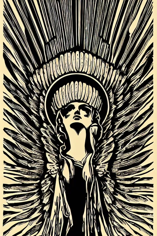 Image similar to Shepard Fairey poster of The Winged Victory of Samothrace, color, high resolution.