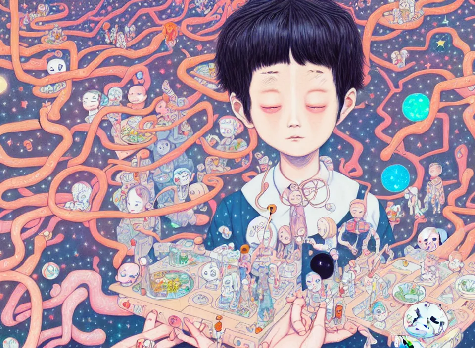 Image similar to the astral traveler, hikari shimoda, james jean, ca chou, cosmic, manga, editorial illustration