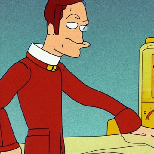 Prompt: a still of richard feynman in futurama