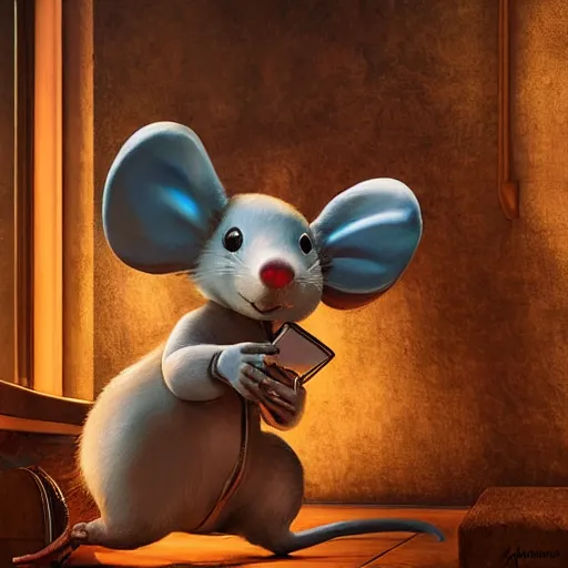 Prompt: masterpiece amazing stunning painting of a beautiful mouse who is a techno DJ by Anton Pieck, Artgerm ; 3d unreal engine, 4k 3d render,