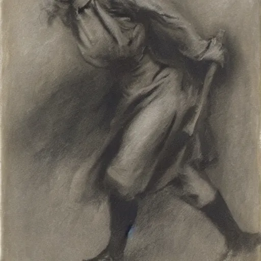 Image similar to ww 1 action heroine by alfred stevens in charcoal