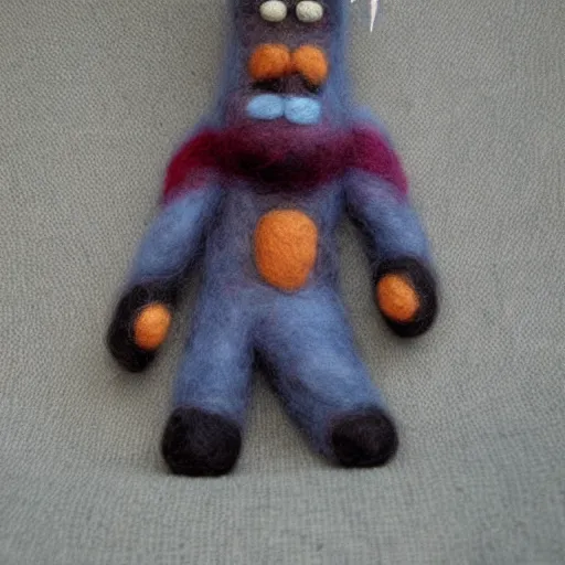 Image similar to a needle felted bigfoot, needle felting art.