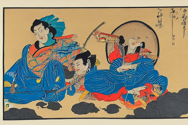 Prompt: sri lankan fuel line, in the style of ukiyo-e