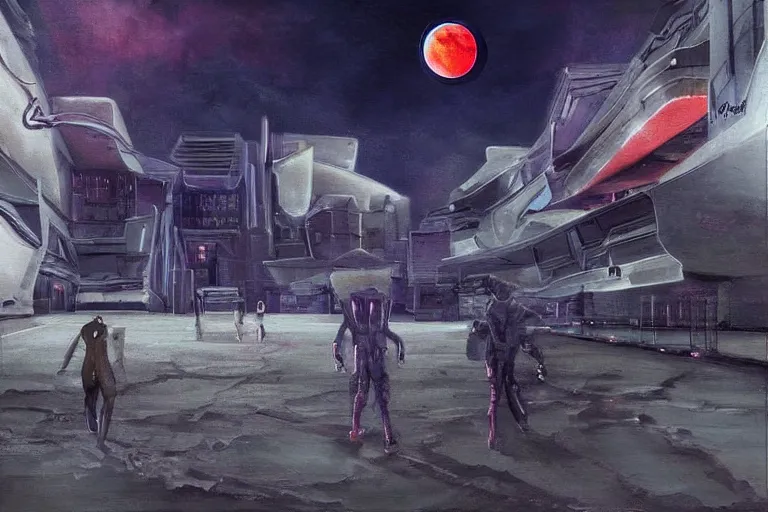 Prompt: Surreal nuclear blast moon eclipse blast, cyberpunk, art by Sandra Pelser