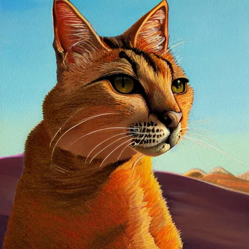 Prompt: painting of a desert cat