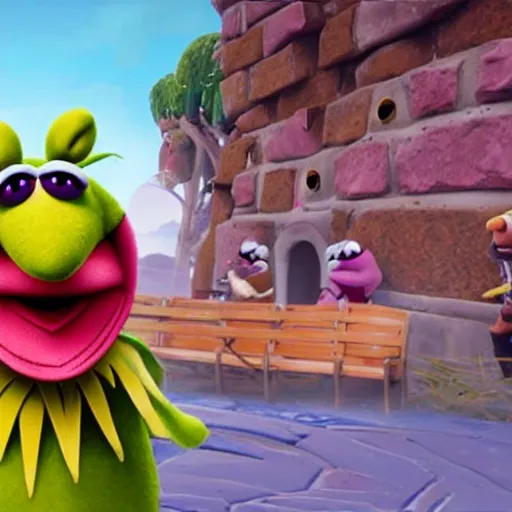 Image similar to bippadotta from the muppets as a wizard, in fortnite