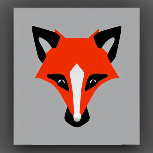 Image similar to an abstract, simplified icon depicting a fox's head with glowing eyes, glowing eyes, white background, elegant, award-winning, clever, render, blender, 3d, high quality, app, ios