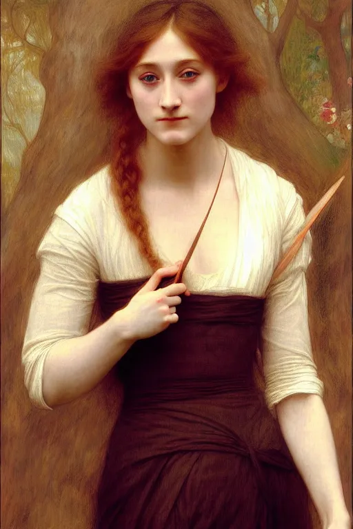 Prompt: saoirse ronan, painting by rossetti bouguereau, detailed art, artstation