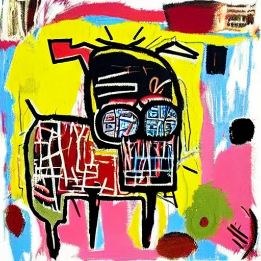 Prompt: “giant pig, diamonds, berries, neo-expressionist, by Jean-Michel Basquiat”