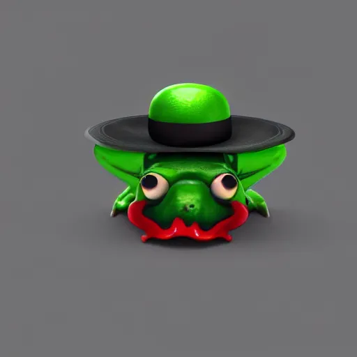 Prompt: digital art of a frog with a mustache wearing a hat, beeple, very detailed, 8 k render, depth of field