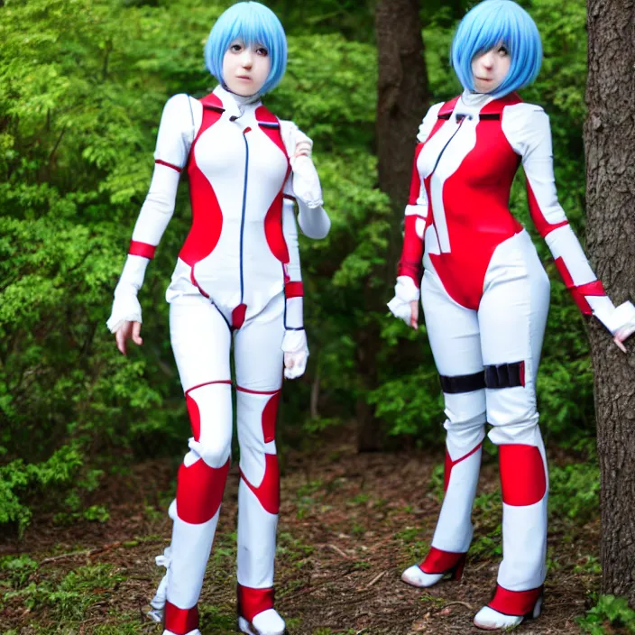 Prompt: rei ayanami plugsuit cosplay