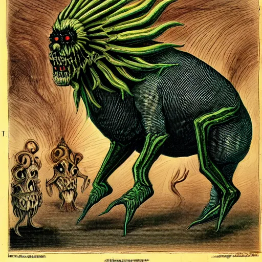 Image similar to bizarre bestiary of repressed unconscious emotional monsters and creatures