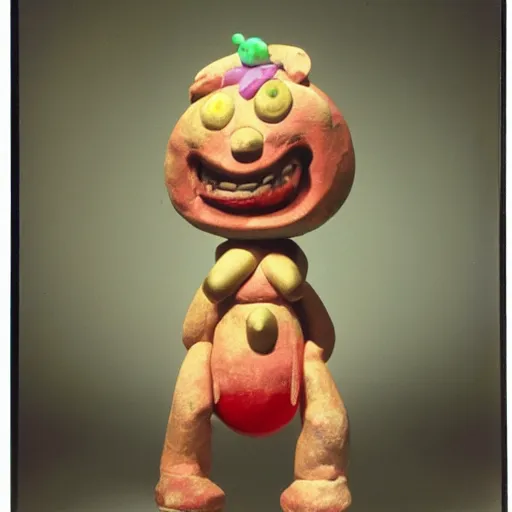 Prompt: a claymation film still of anthropomorphe toy from brazil / collection / ethnographic museum / claymation by jeff koons