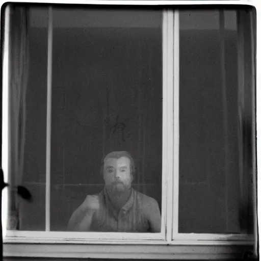 Image similar to man by the window. Saturn is in the window.