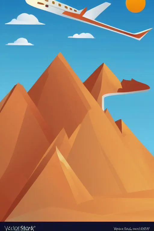 Prompt: airplane mountain flat vector illustration trending on artstation