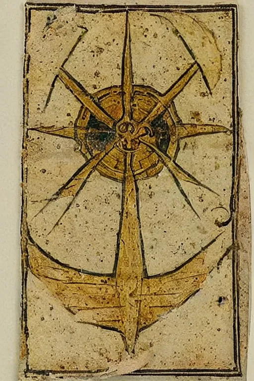 Prompt: Old alchemic symbol of archangel Gabriel, Symbol painted to an old paper ,intricate, elegant, highly detailed, smooth, sharp focus, old manuscript