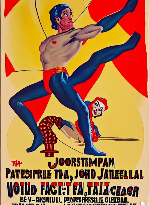 Image similar to poster for circus wrestler. portrait by clyde caldwell and jean giraud and anton otto fischer and john philip falter and will eisner and gil elvgren