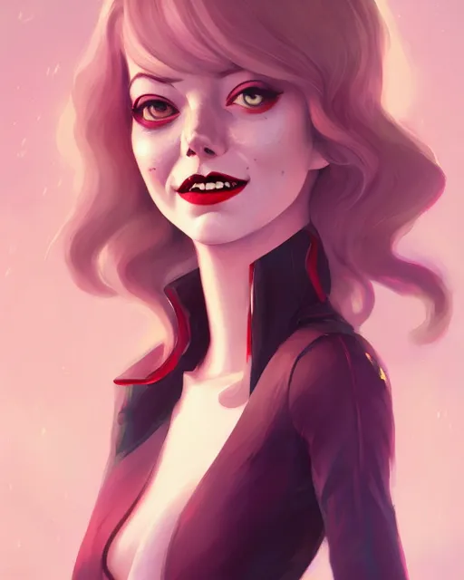 Image similar to a portrait of a beautiful full body Emma Stone vampire, art by lois van baarle and loish and ross tran and rossdraws and sam yang and samdoesarts and artgerm, digital art, highly detailed, intricate, sharp focus, Trending on Artstation HQ, deviantart, unreal engine 5, 4K UHD image