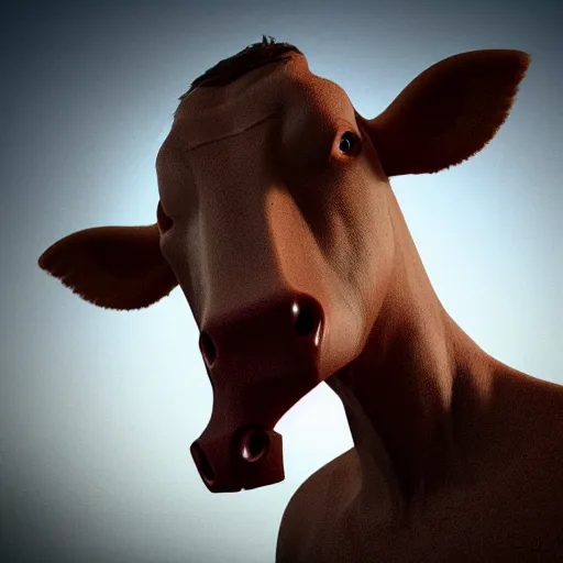 Image similar to a 3d render of mark zuckerburg half human half cow getting his udders milked, in the style of beeple,