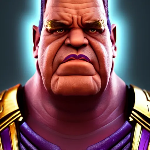 Image similar to a portrait of abdelfattah alsisi as thanos, the pixar adaptation, with same hairstyle, angry facial expressions, hyper detailed, digital art, trending in artstation, cinematic lighting, studio quality, smooth render, unreal engine 5 rendered, octane rendered