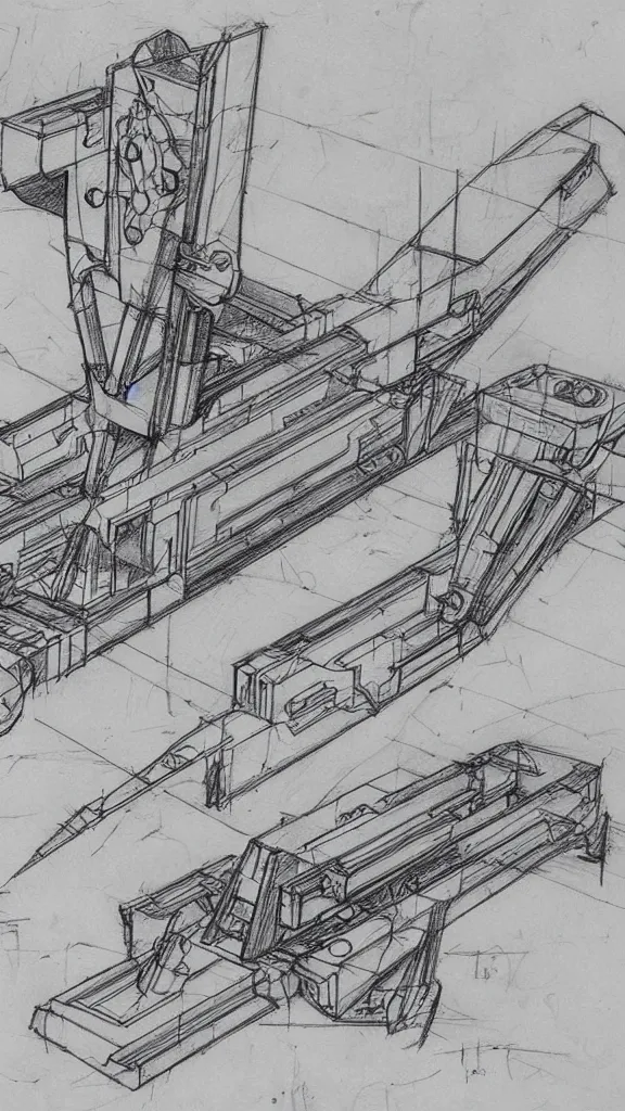 Image similar to Leonardo da Vinci sketch of a futuristic railgun, pencil sketch, schematics