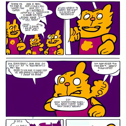 Prompt: Garfield comcis in the style of Frank Miller