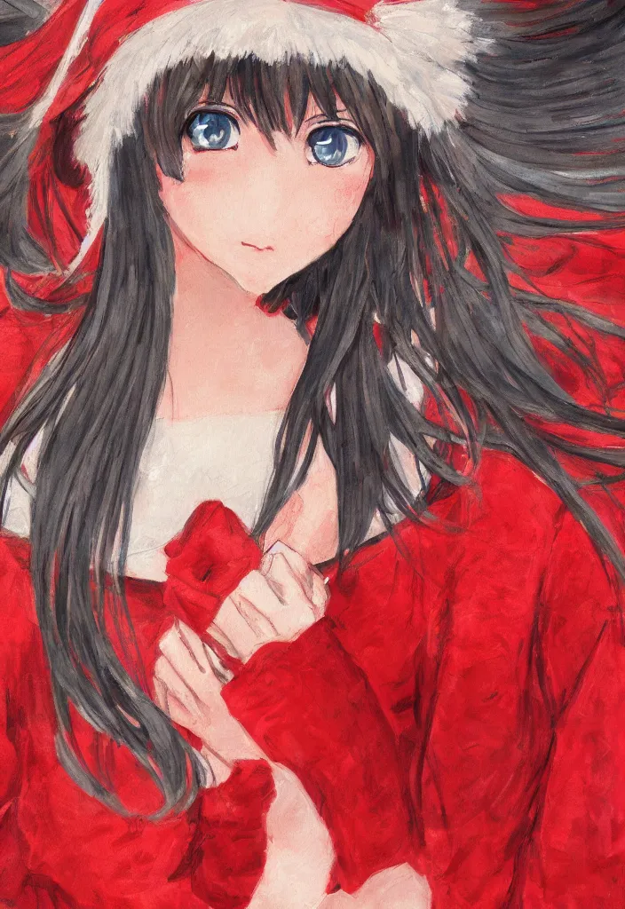 Prompt: close shot portrait of a teenage girl, a cute red outfit, tokyo anime scene, very anime in impressionist style, anime trending artwork, anime painter studio, by claude monet