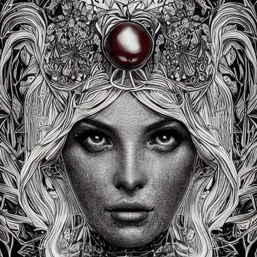 Prompt: the portrait of an incredibly beautiful woman partially made of onions and cherries, an ultrafine detailed illustration by james jean, final fantasy, intricate linework, bright colors, behance contest winner, vanitas, angular, altermodern, unreal engine 5 highly rendered, global illumination, radiant light, detailed and intricate environment