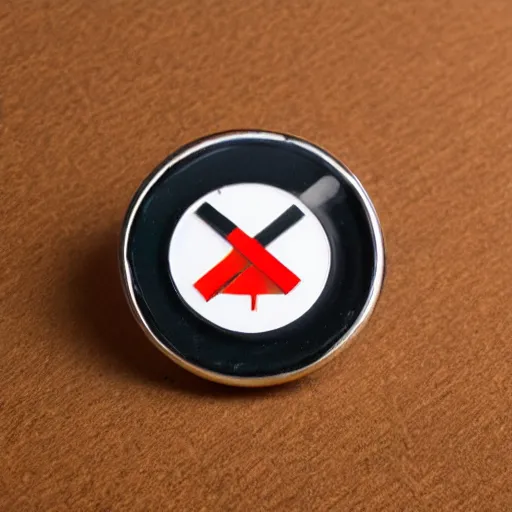 Image similar to a photo of a retro 1 9 6 0 s minimalistic clean fire warning label enamel pin, no text, studio lighting, behance