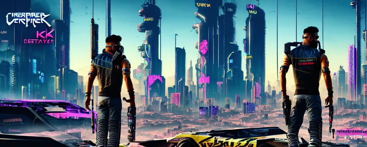 Image similar to Virat Kholi, in CyberPunk 2077, as a cyberpunk dystopia, 4k highly detailed digital art 4k highly detailed digital art