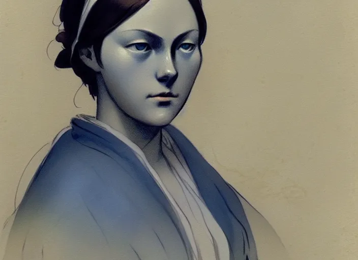 Image similar to 1 8 4 5 florence nightingale as teen, character face study, faces only, concept art finely detailed perfect art, painted by greg rutkowski makoto shinkai takashi takeuchi studio ghibli, pinterest, cevagraf comics