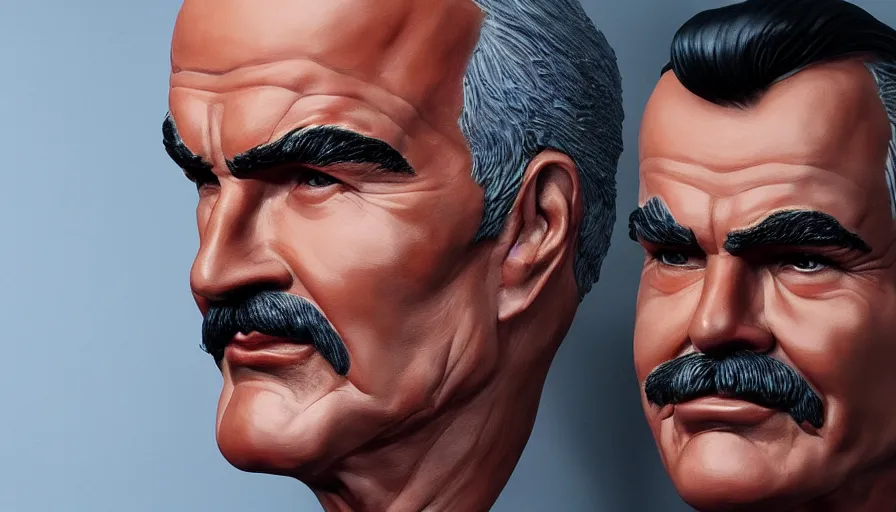 Image similar to Hand painted bust of burt reynolds, hyperdetailed, artstation, cgsociety, 8k