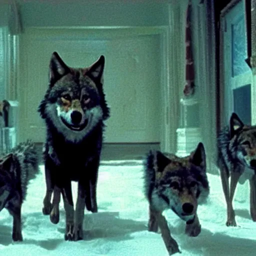 Image similar to pack of hungry wolves in home alone movie