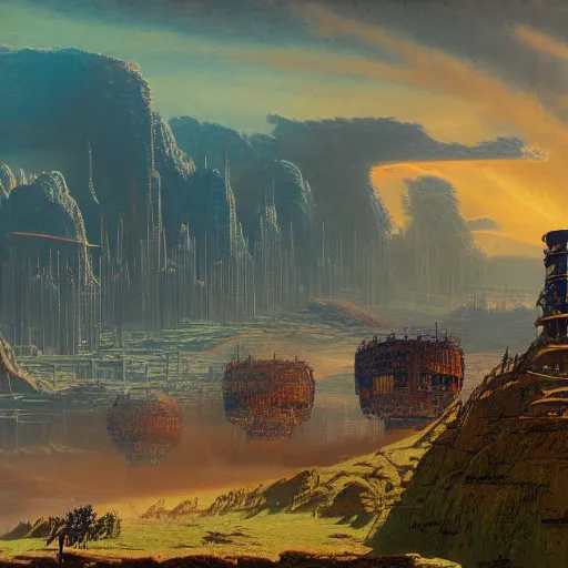 Image similar to fief of relentless autodidact labor realm, in the style of bruce pennington and aria, 8 k resolution,